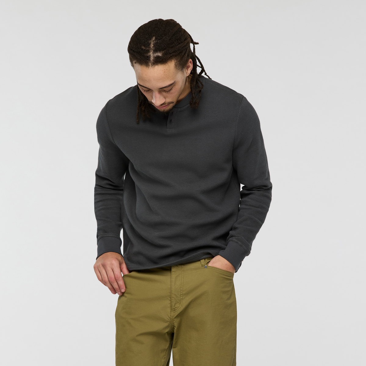 Atajo Long-Sleeve Waffle Henley - Men s - Soft Adventure Layer