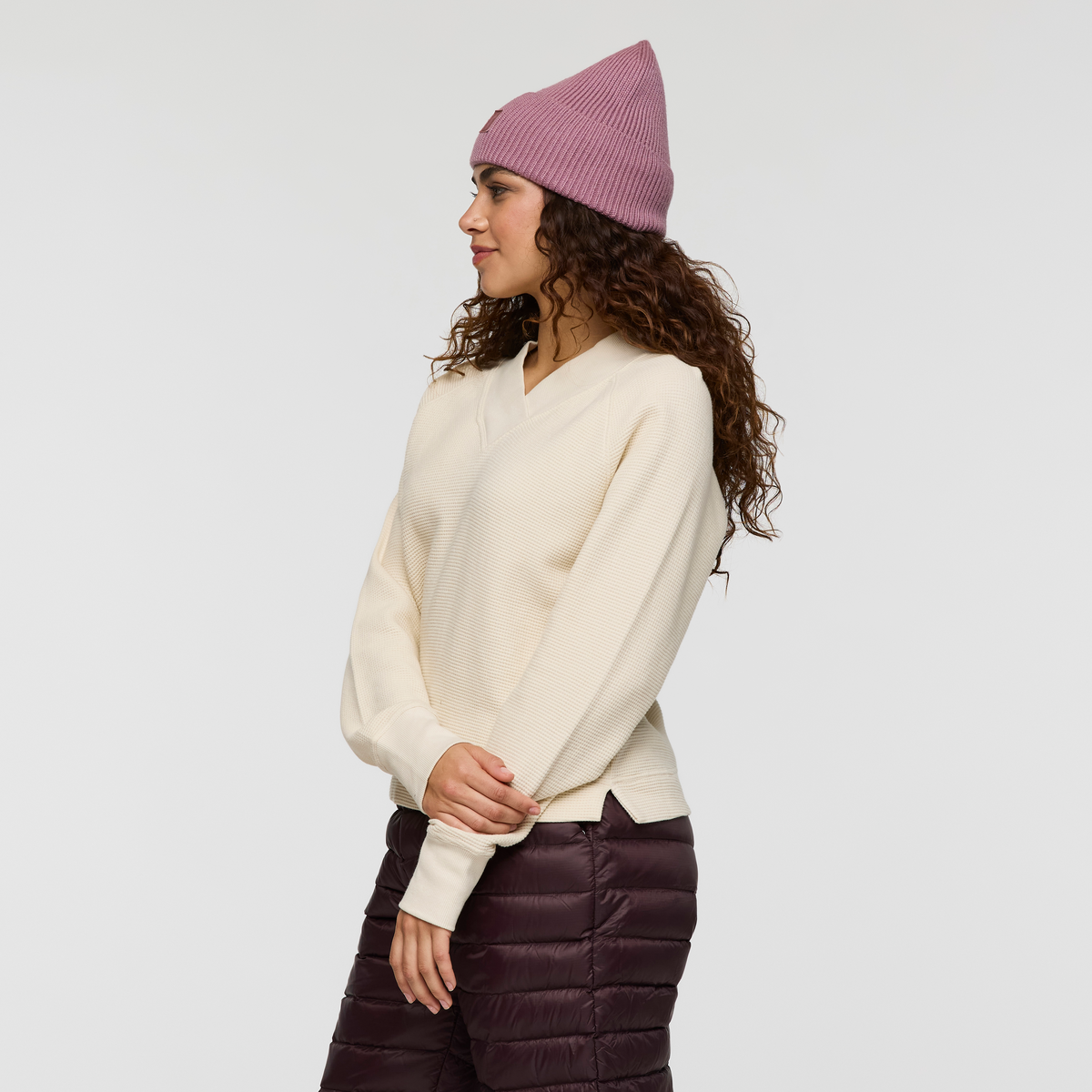 Atajo Long-Sleeve Waffle V-Neck - Women s - Everyday Layering Comfort