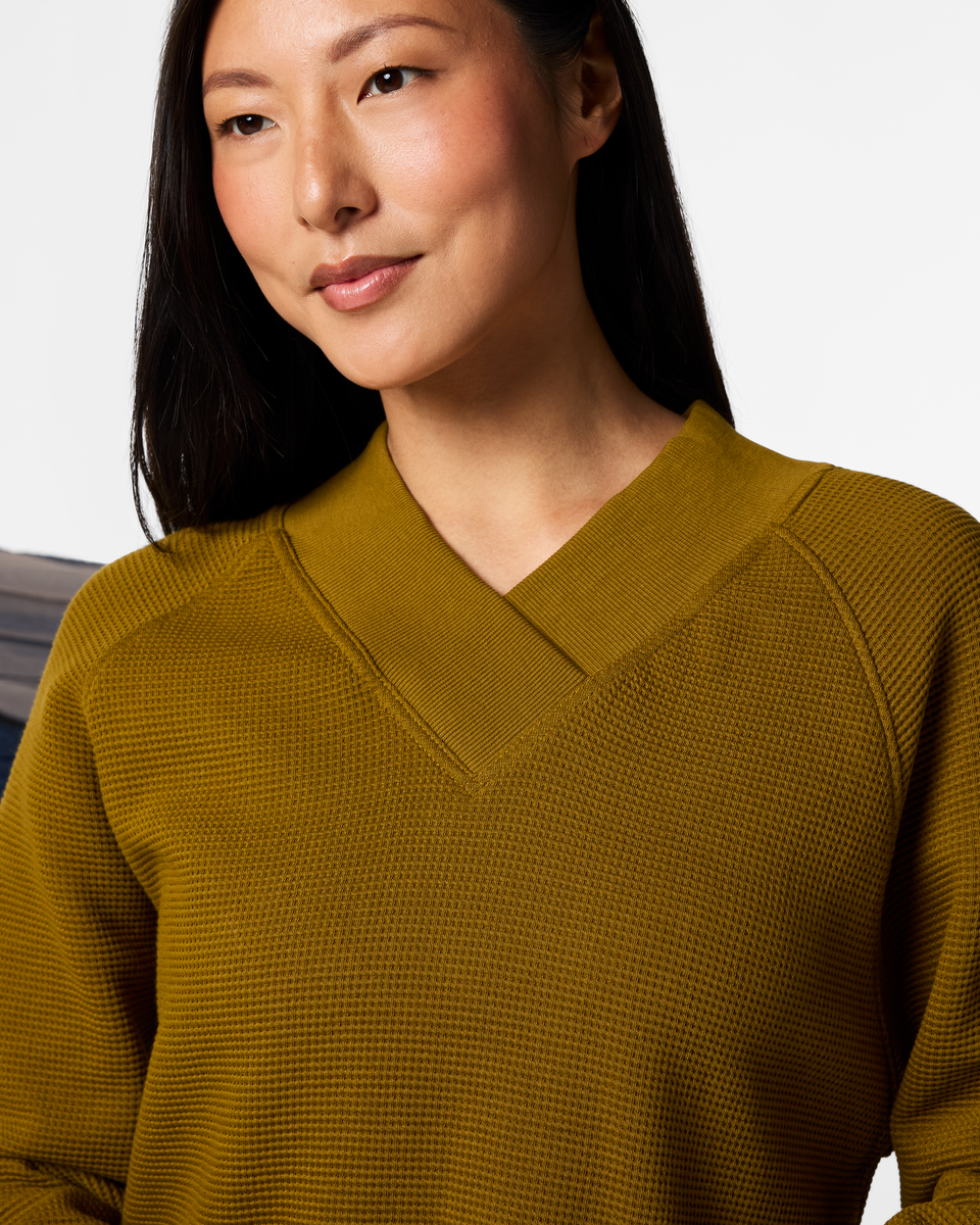 Atajo Long-Sleeve Waffle V-Neck - Women s - Everyday Layering Comfort
